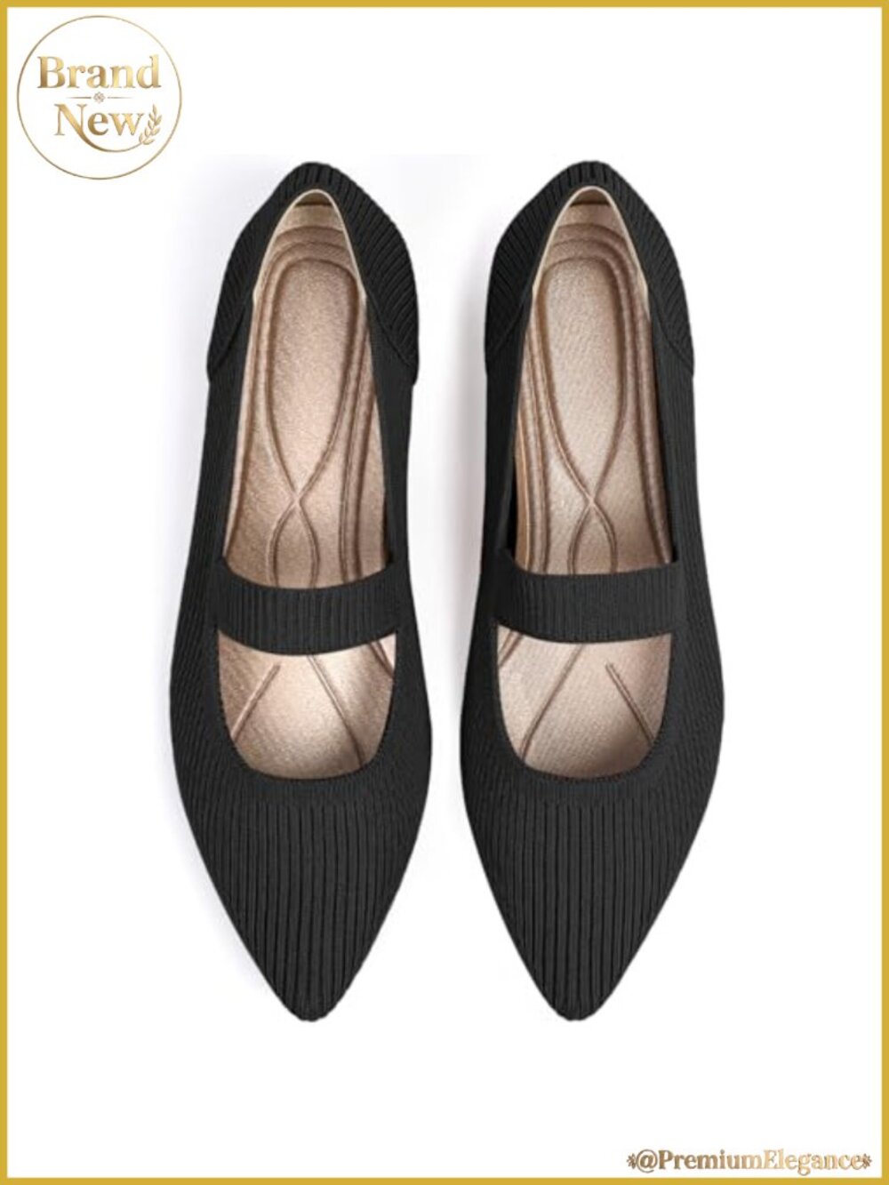 Women's Knit Mary Jane Ballet Flats Pointed Toe Dressy Comfortable Shoes